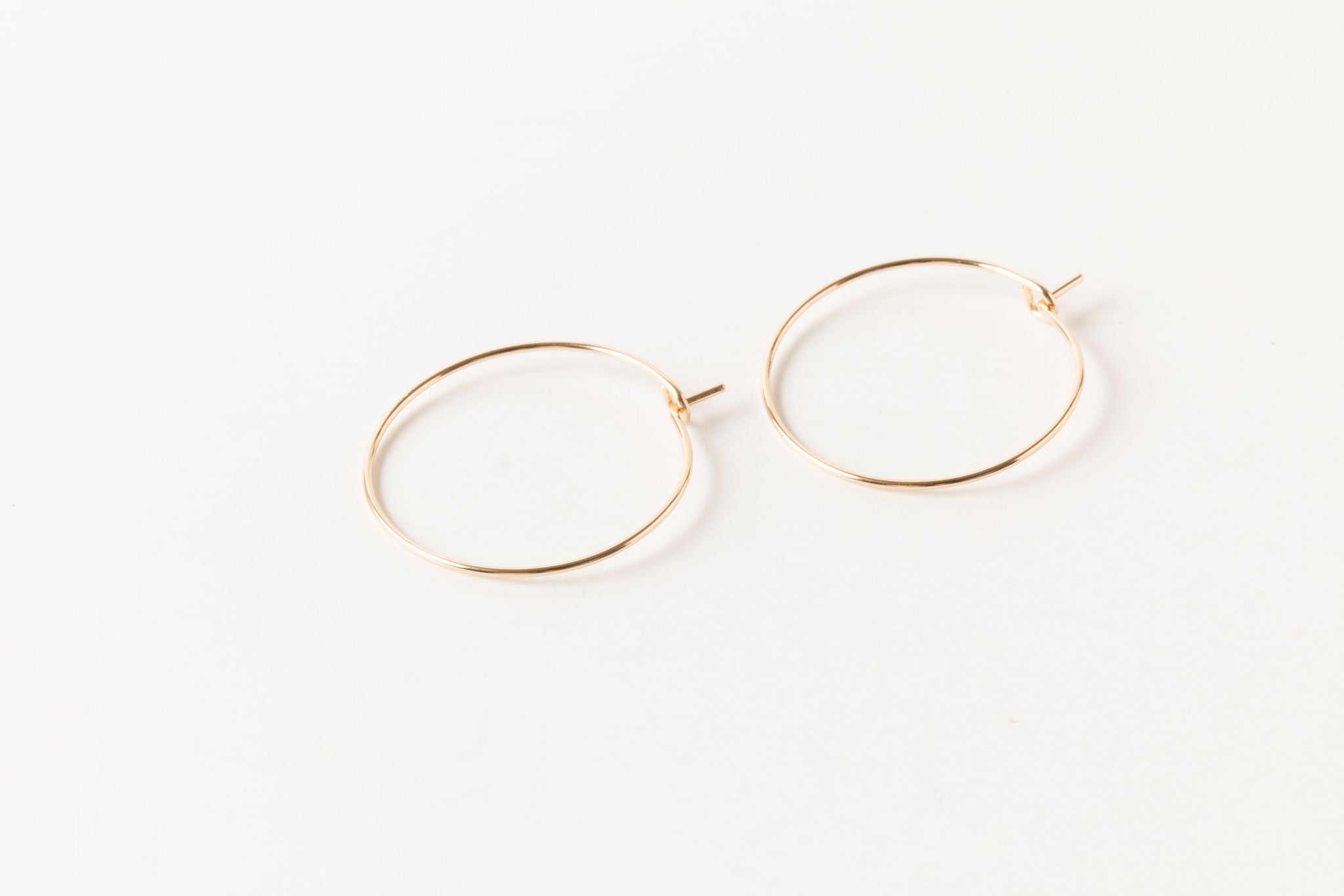 Thin Gold Classic Hoop Earrings, 14K Gold Filled Threader Hoop Earrings, Smooth, Everyday Earrings, Sheena Marshall Jewelry, Denver, Colorado