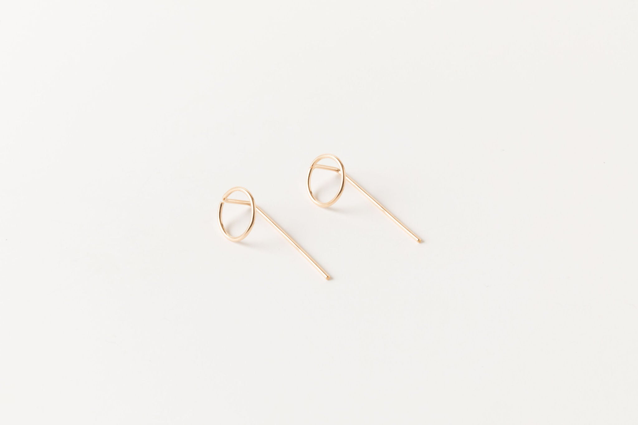Small Circle Threader Earrings - 14k gold filled, geometric earrings, minimalist earrings, modern ear jackets, Sheena Marshall Jewelry, Denver Colorado