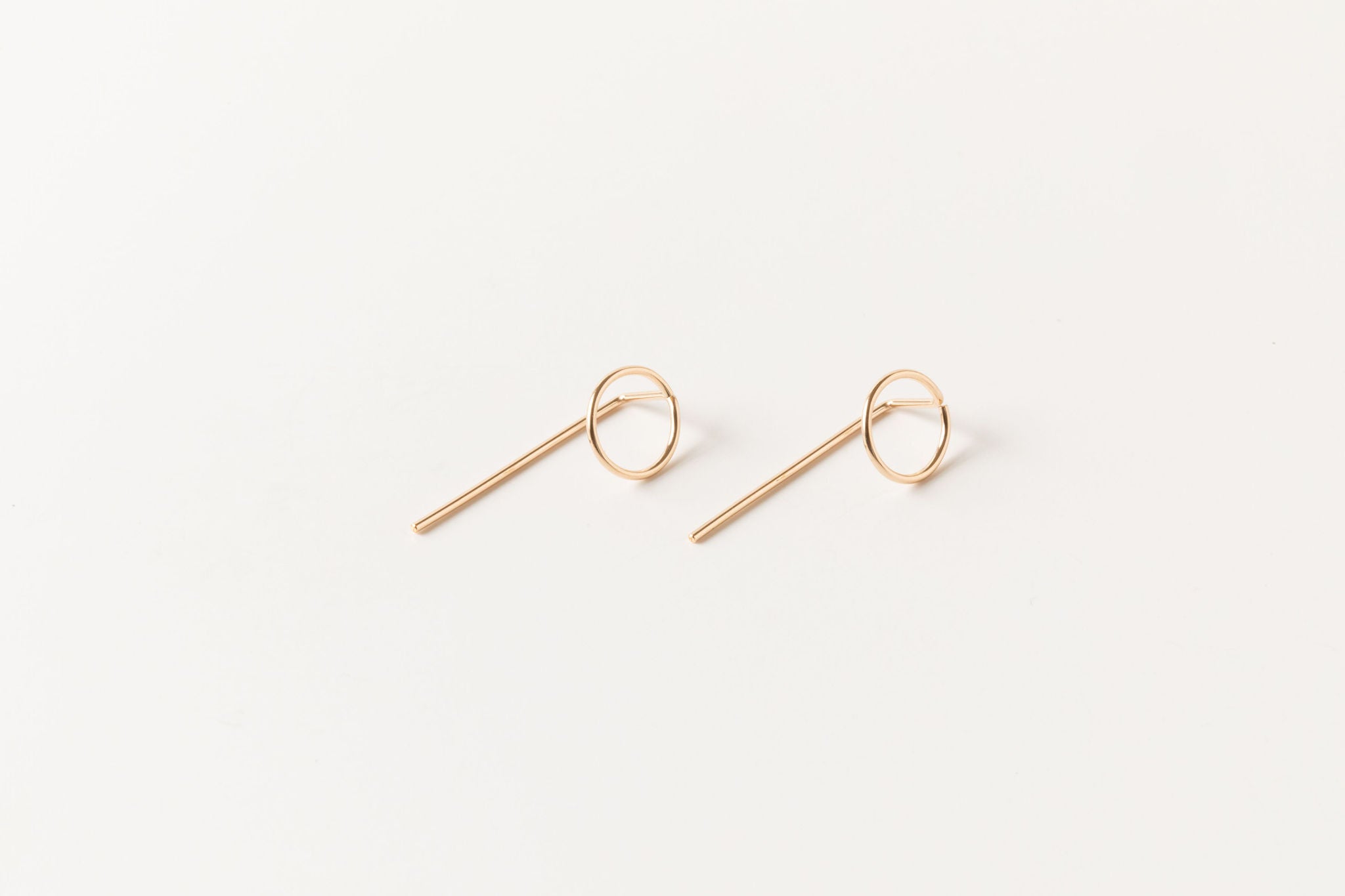 Small Circle Threader Earrings - 14k gold filled, geometric earrings, minimalist earrings, modern ear jackets, Sheena Marshall Jewelry, Denver Colorado