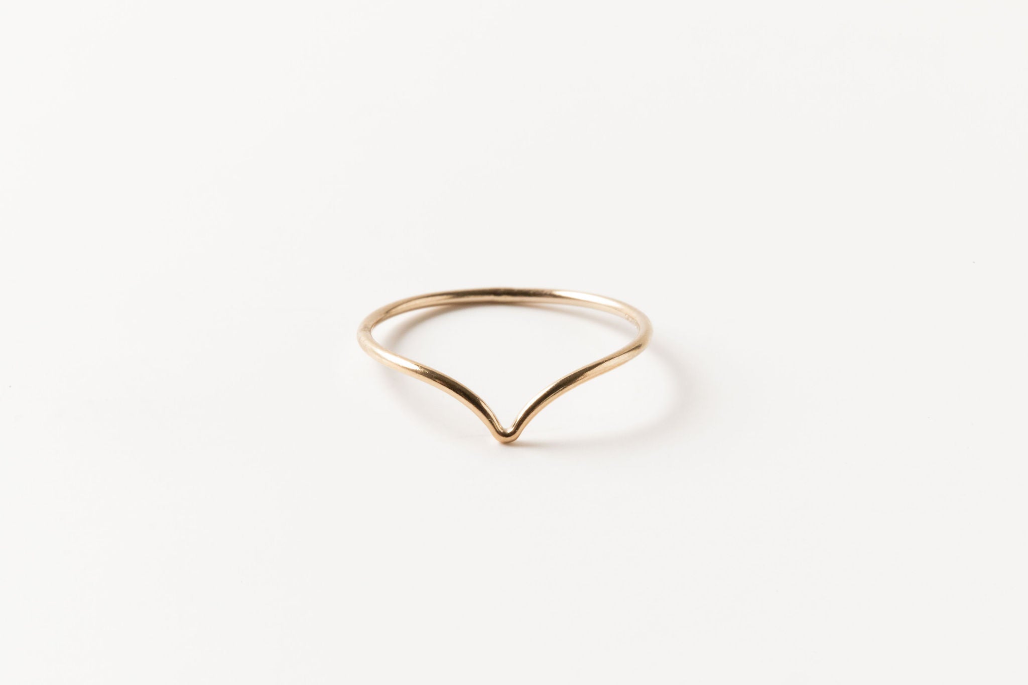 V-shape Teardrop Ring in 14k Gold Fill, chevron, wedding stacker, thick hammered or smooth, curved arch ring, wishbone, Sheena marshall Jewelry, Denver Colorado