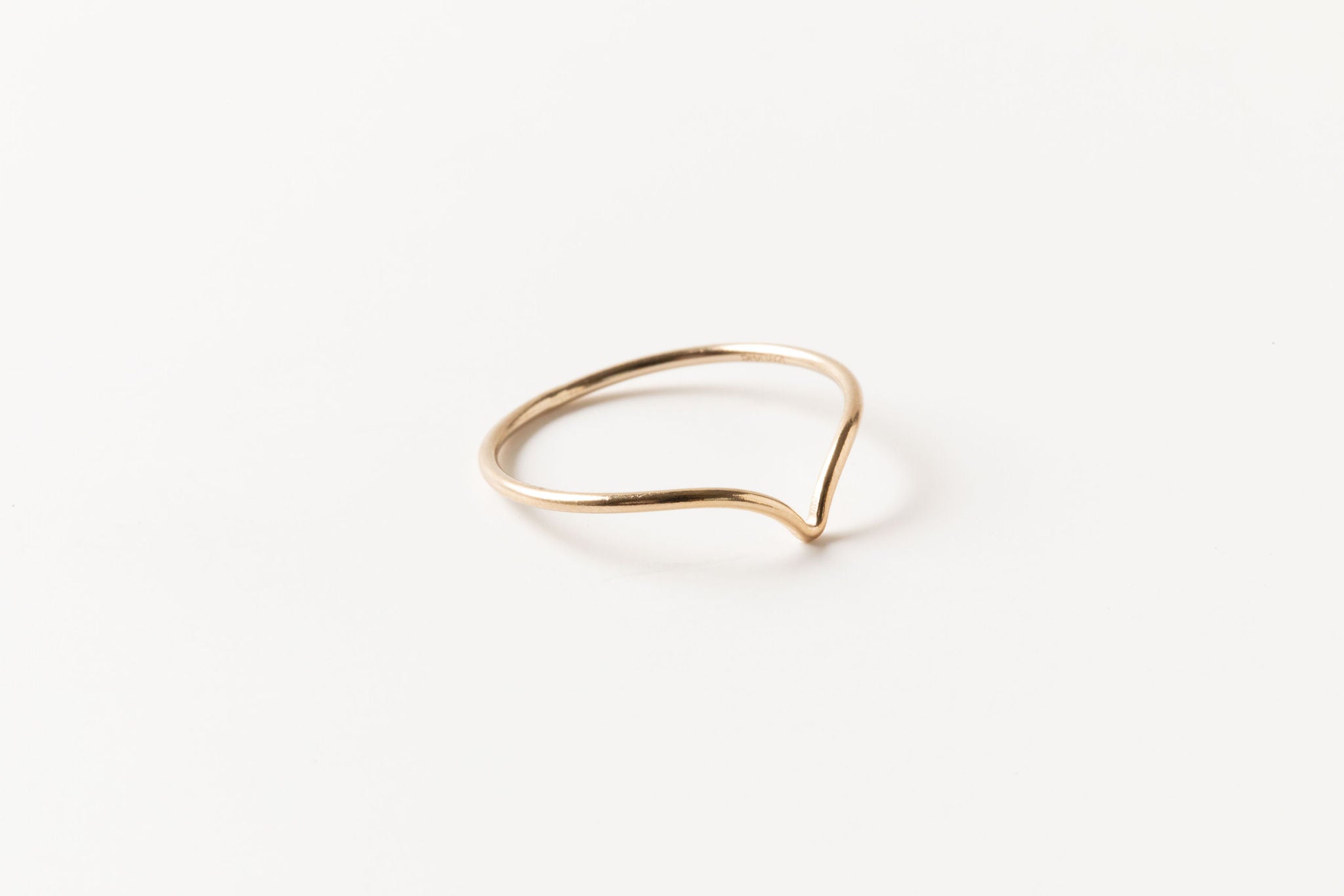 V-shape Teardrop Ring in 14k Gold Fill, chevron, wedding stacker, thick hammered or smooth, curved arch ring, wishbone, Sheena marshall Jewelry, Denver Colorado