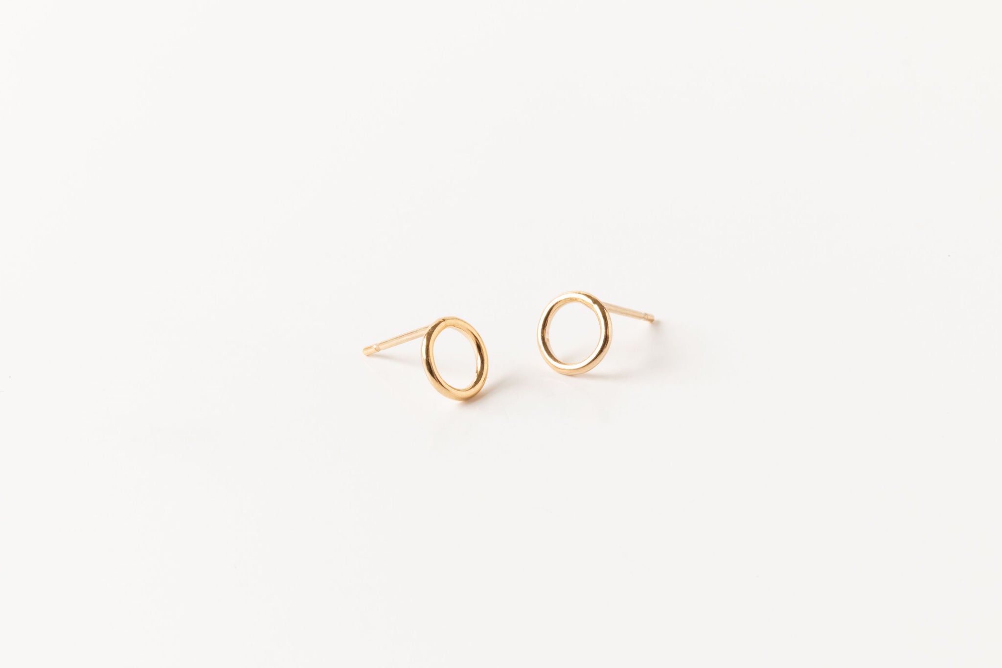 14k Gold Filled Open Circle Stud Earrings - Gold Filled Round Earrings, Minimalist Earrings, Dot Stud Earrings, Everyday Jewelry, Sheena Marshall Jewelry, Denver, Colorado