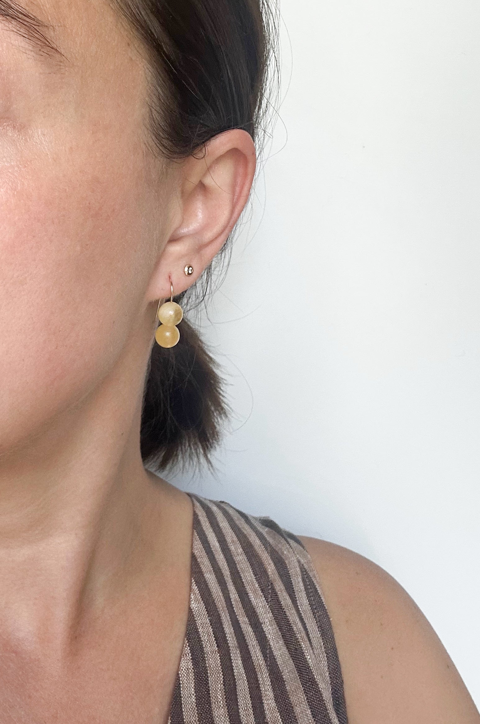 Yellow Calcite Stone Earrings Long Gold Dangle Earrings Yellow Stone Earrings Yellow Gold Dangles Minimalist Stone Earrings Calcite Jewelry, Sheena Marshall Jewelry, Denver, Colorado
