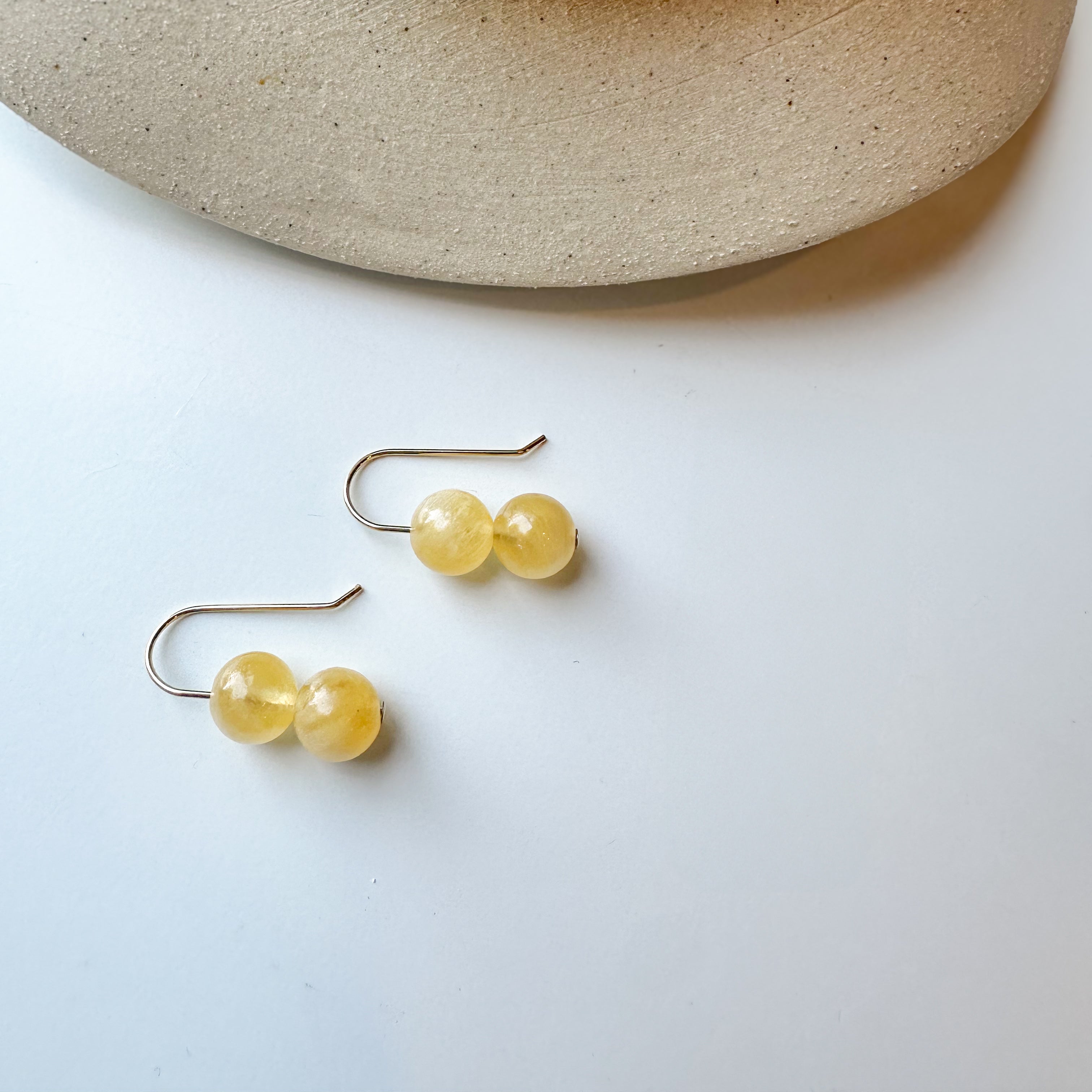 Yellow Calcite Stone Earrings Long Gold Dangle Earrings Yellow Stone Earrings Yellow Gold Dangles Minimalist Stone Earrings Calcite Jewelry, Sheena Marshall Jewelry, Denver, Colorado