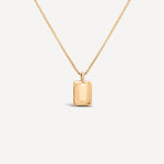 Rectangle gold charm necklace round box chain solid 14k gold