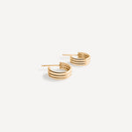 Triple Hoop Earrings displayed on a clean background, highlighting their gold-filled texture.