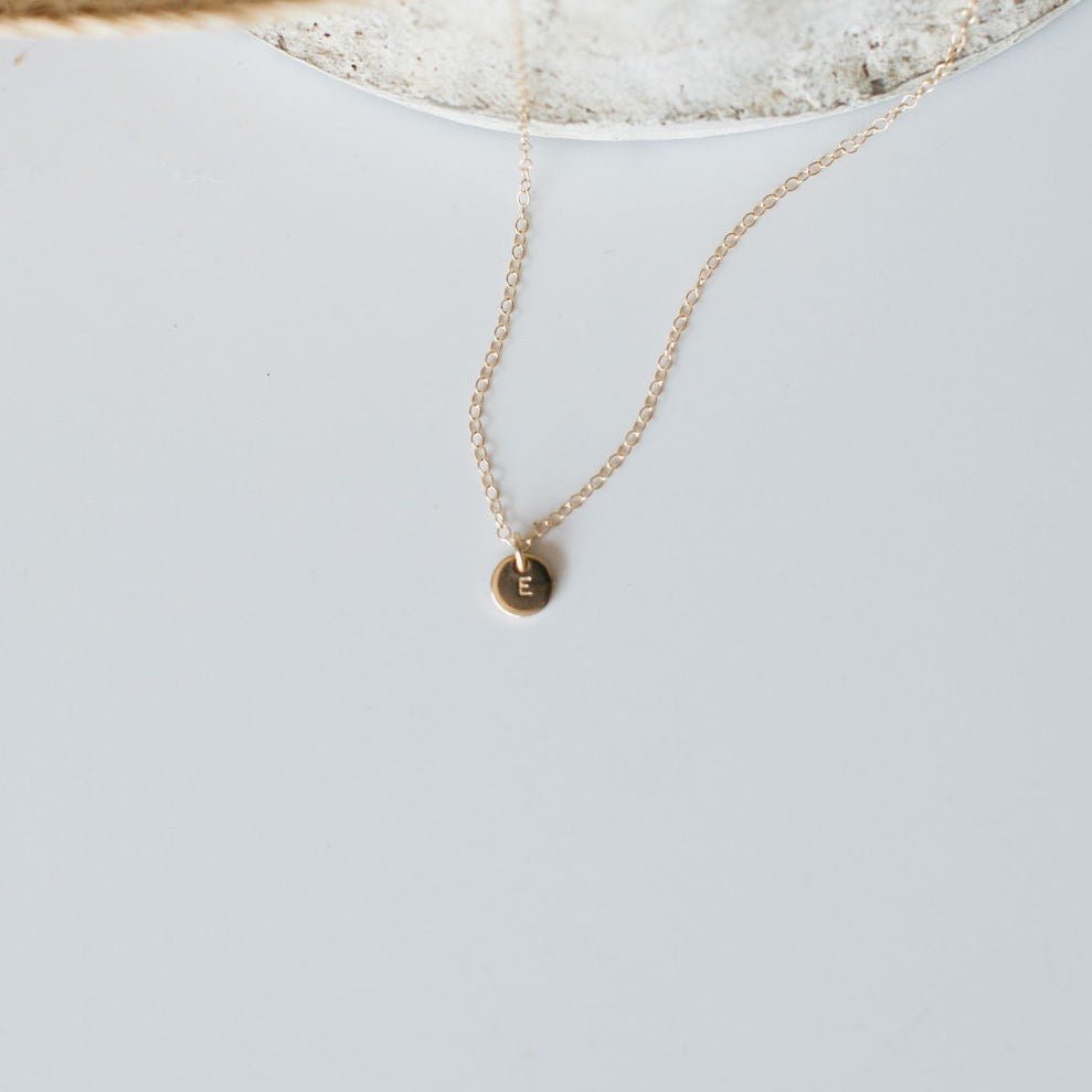 Tiny Initial Necklace • Gold Fill , Letter Name Dainty Layering Charm Necklace - Gift for Mom For Her Personalized Jewelry - Sheena Marshall Jewelry - Denver - Colorado
