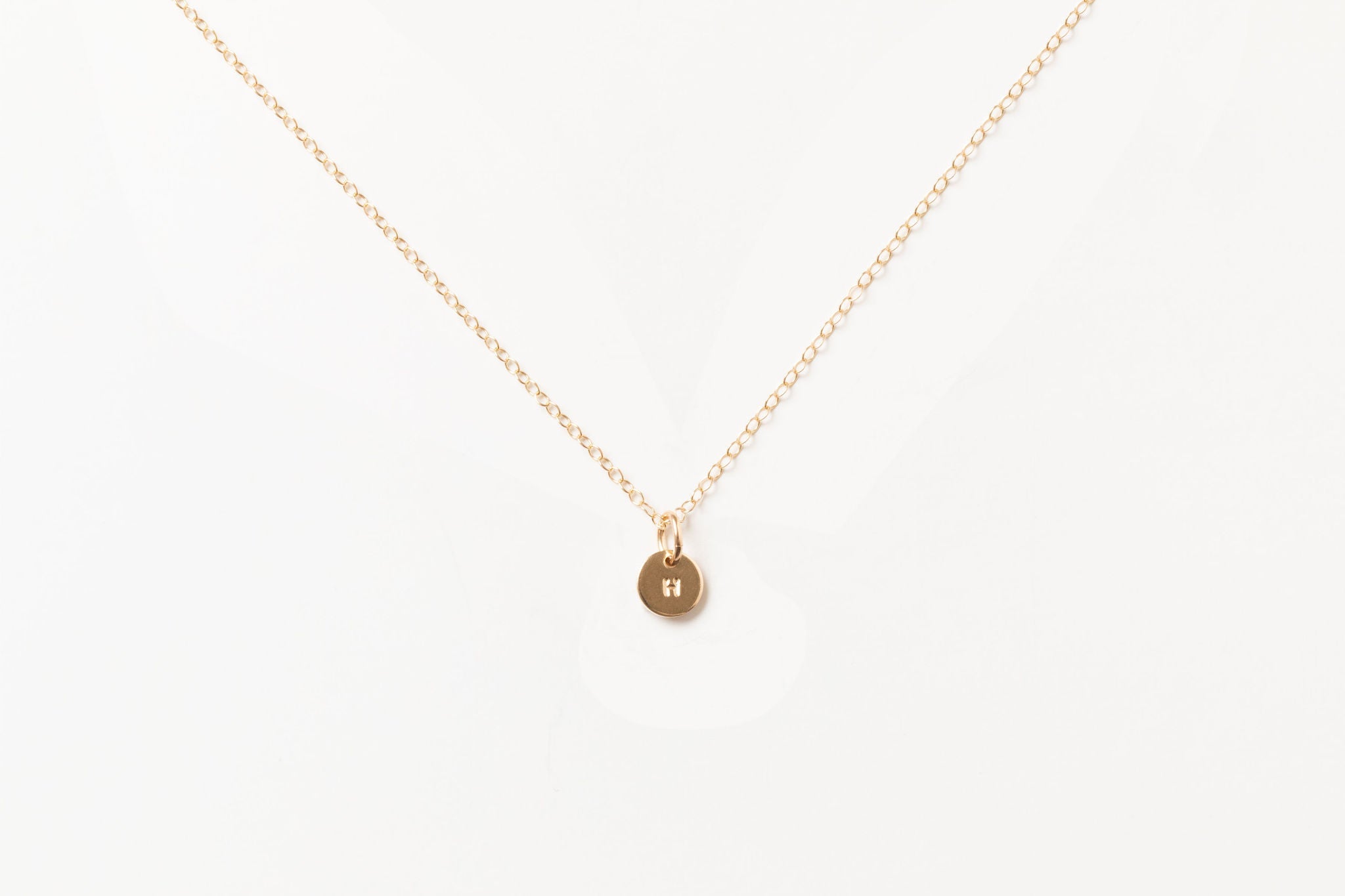 Tiny Letter Necklace Gold Fill