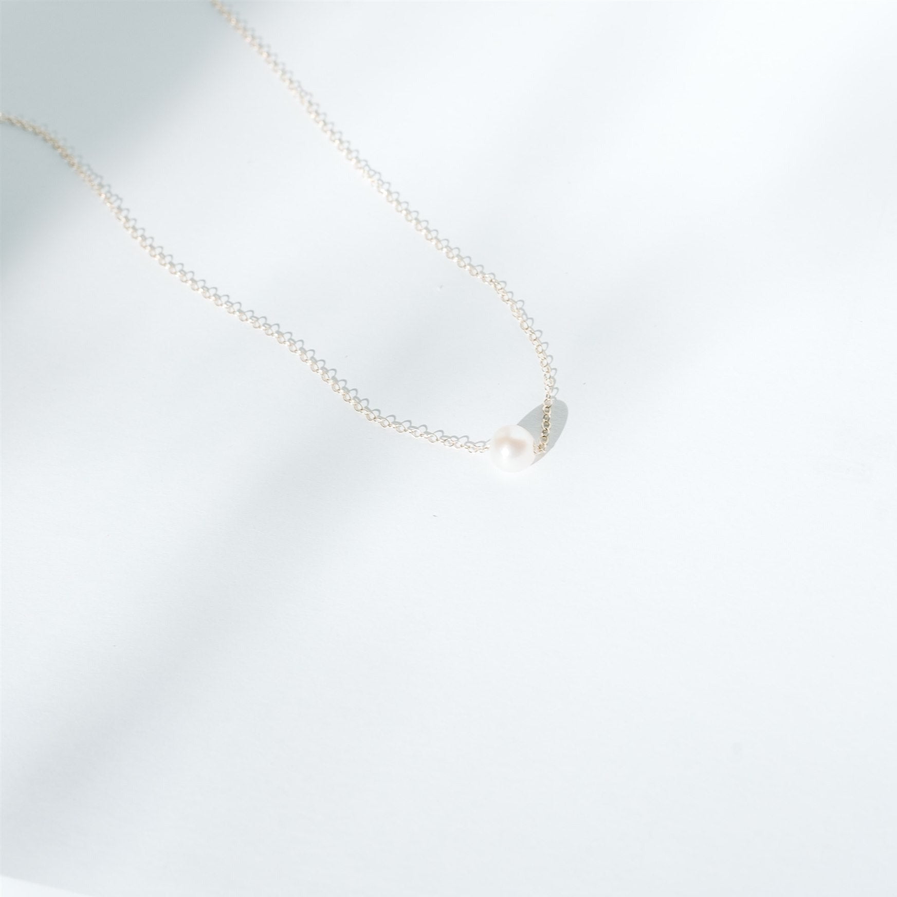 Single Floating Pearl Necklace, Single pearl, Sterling silver, Bridal necklace, Bridesmaids Gift, Wedding jewelry, Gift for her, Sheena Marshall Jewelry, Denver, Colorado
