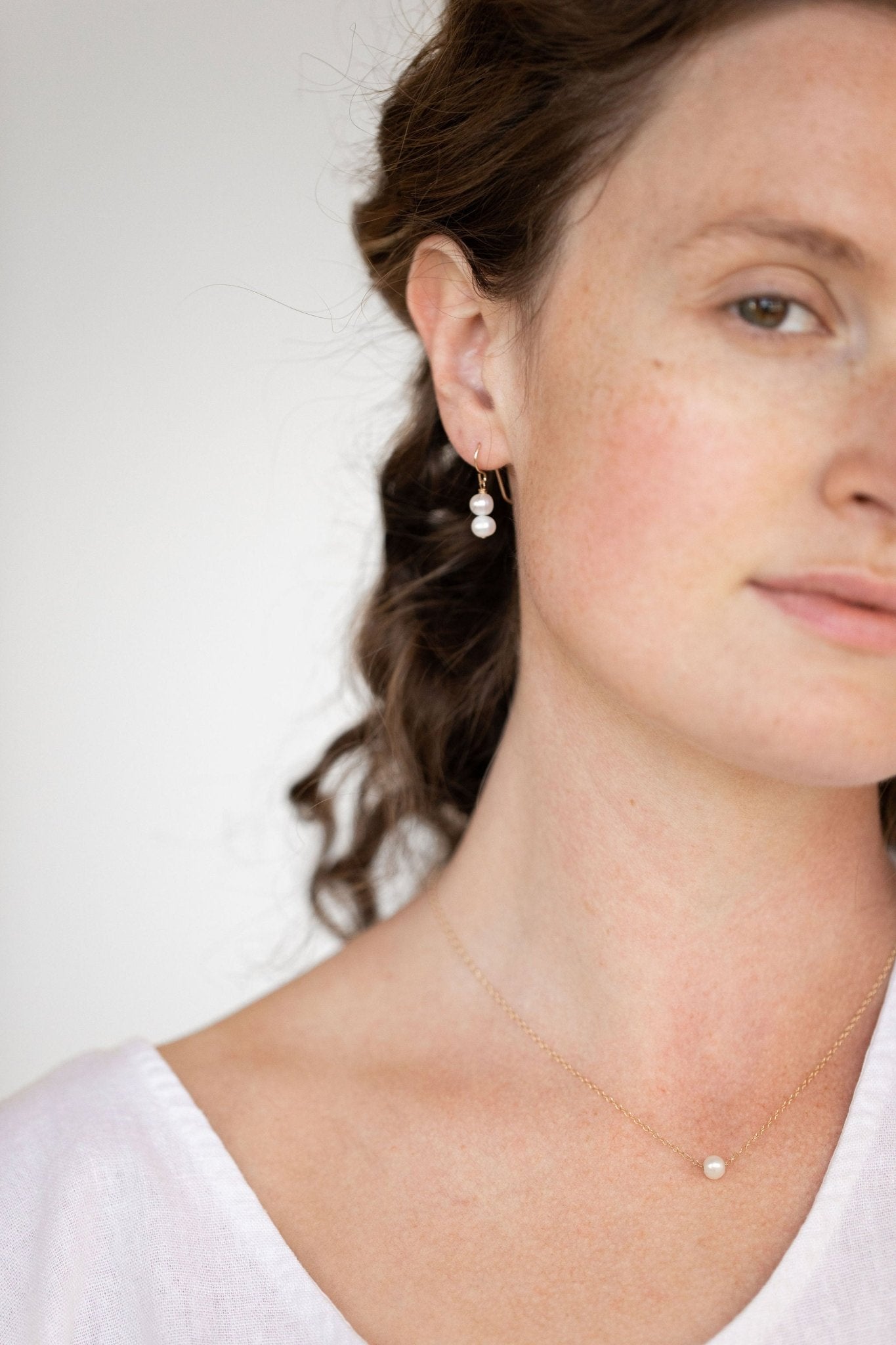 Delicate Pearl Chain Earrings, 14K Gold Filled Hanging Pearl Earrings, Elegant Seed Pearl Earrings, Bridal Pearl Earrings, Gifts for Women, Sheena Marshall Jewelry Denver, Colorado