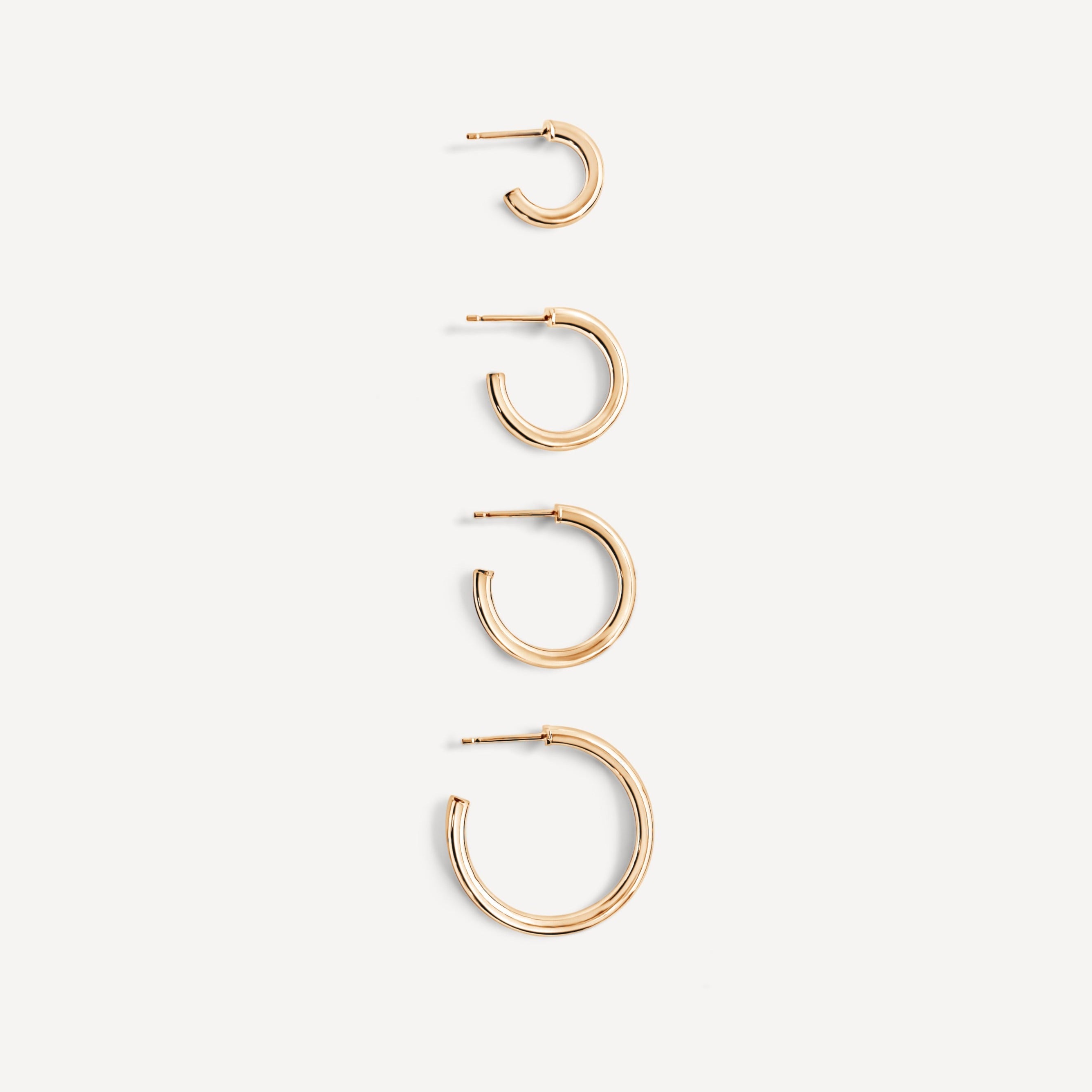 14k solid gold tube hoops