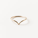 V-shape Teardrop Ring in 14k Gold Fill, chevron, wedding stacker, thick hammered or smooth, curved arch ring, wishbone, Sheena marshall Jewelry, Denver Colorado
