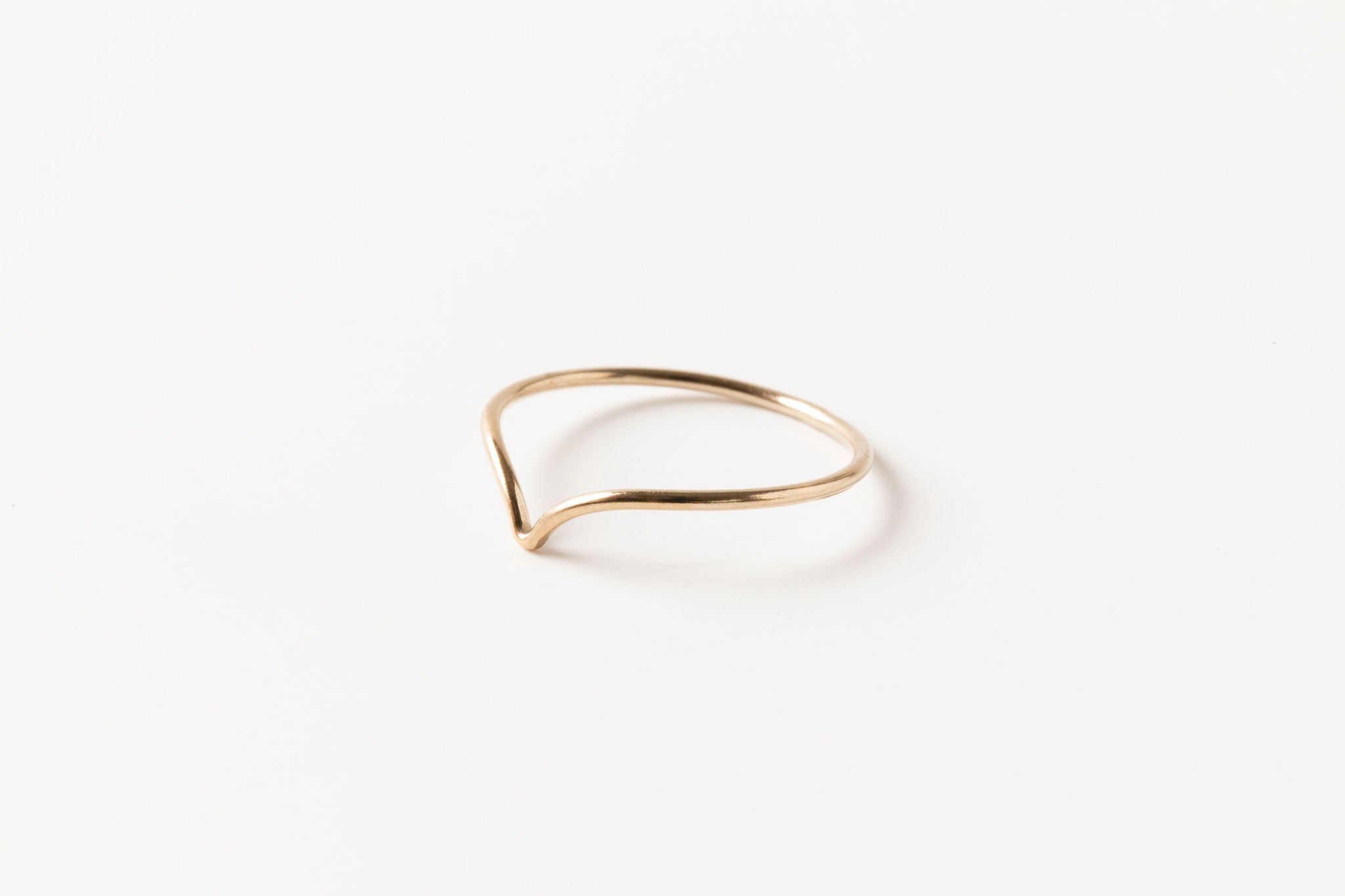 V-shape Teardrop Ring in 14k Gold Fill, chevron, wedding stacker, thick hammered or smooth, curved arch ring, wishbone, Sheena marshall Jewelry, Denver Colorado