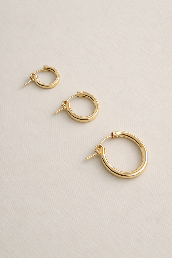 Everyday Click Hoop Earrings, Gold Fill — size reference