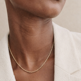 Marée Rope Necklace, Gold Fill worn on a model