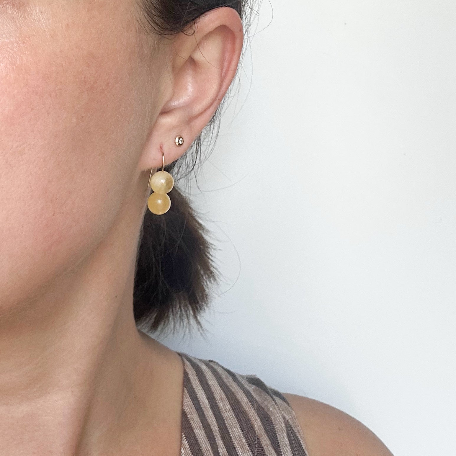 Yellow Calcite Stone Earrings Long Gold Dangle Earrings Yellow Stone Earrings Yellow Gold Dangles Minimalist Stone Earrings Calcite Jewelry, Sheena Marshall Jewelry, Denver, Colorado