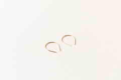 Gold arc earrings, Horseshoe earrings, 14K Gold Filled hoops, U earrings, Arc earrings, Modern gold earrings, Small thread through hoops, Sheena Marshall Jewelry, Denver Colorado