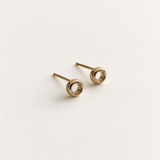 Open Circle Studs, solid gold — front view