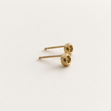 Open Circle Studs, solid gold — side view