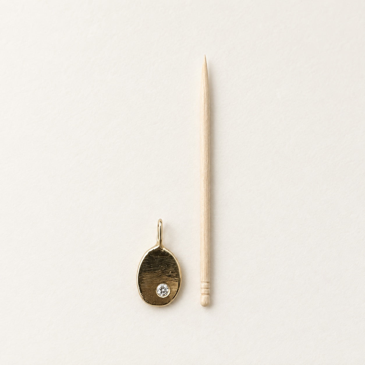 Molten Form Pendant No. 1, Solid 14k Gold + Natural Diamond — size reference