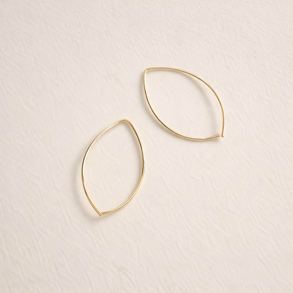 Poppy Threader Earrings, Gold Fill laid flat