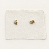 Ray of Light Collage Studs, Solid 14k Gold + Natural Diamonds on a jewelry card