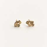 Ray of Light Collage Studs, Solid 14k Gold + Natural Diamonds — front view