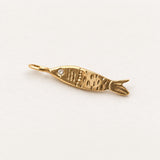 Sardine Pendant, Solid 14k Gold + Natural Diamond — side view