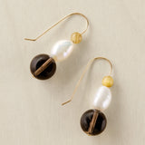 Slate & Pearl Earrings, Gold Fill