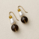Slate & Pearl Earrings, Gold Fill