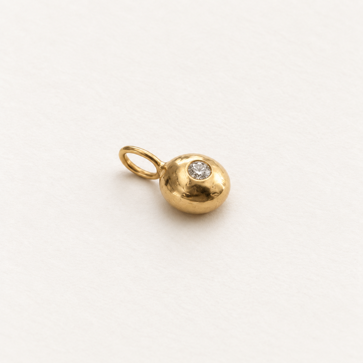 Molten Form Pendant No. 3, Solid 14k Gold + Natural Diamond — side view