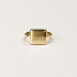 Square Signet Ring, Solid 14k Gold — front view