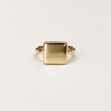 Square Signet Ring, Solid 14k Gold — front view