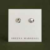 Molten Pebble Studs No. 1, Sterling Silver on a jewelry card
