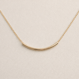 Sunset Bar Necklace, Gold Fill laid flat