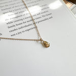 Teardrop Pendant gold charm necklace dainty cable chain solid 14k gold