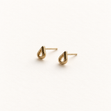 Teardrop Studs, 14k Solid Gold — front view