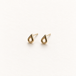 Teardrop Studs, 14k Solid Gold — side view