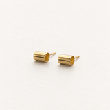 Wide Tube Studs, Solid 14k Gold — side view