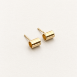 Wide Tube Studs, Solid 14k Gold — side view