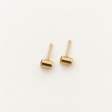 Wide Tube Studs, Solid 14k Gold — top view