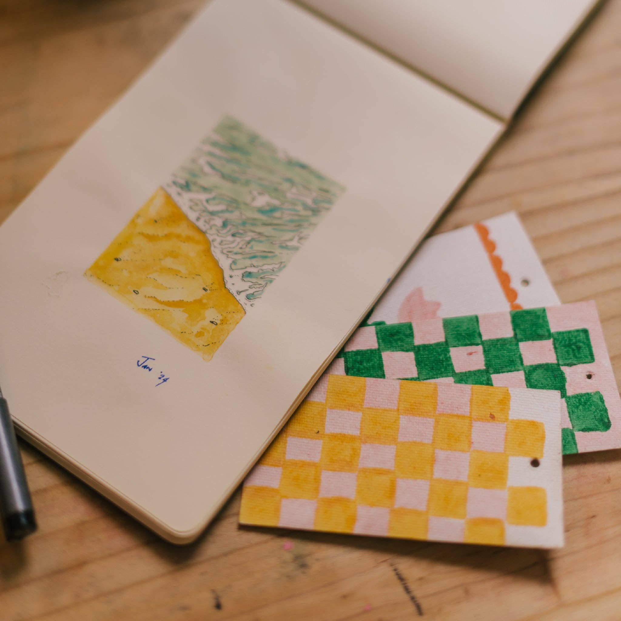 Block Printing Kit - Tulip Print Stationery Set — printing block and finished stationery