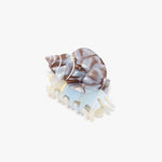 Blue Whelk Sea Snail Shell Women's Acetate Hair Claw Clip — angled view