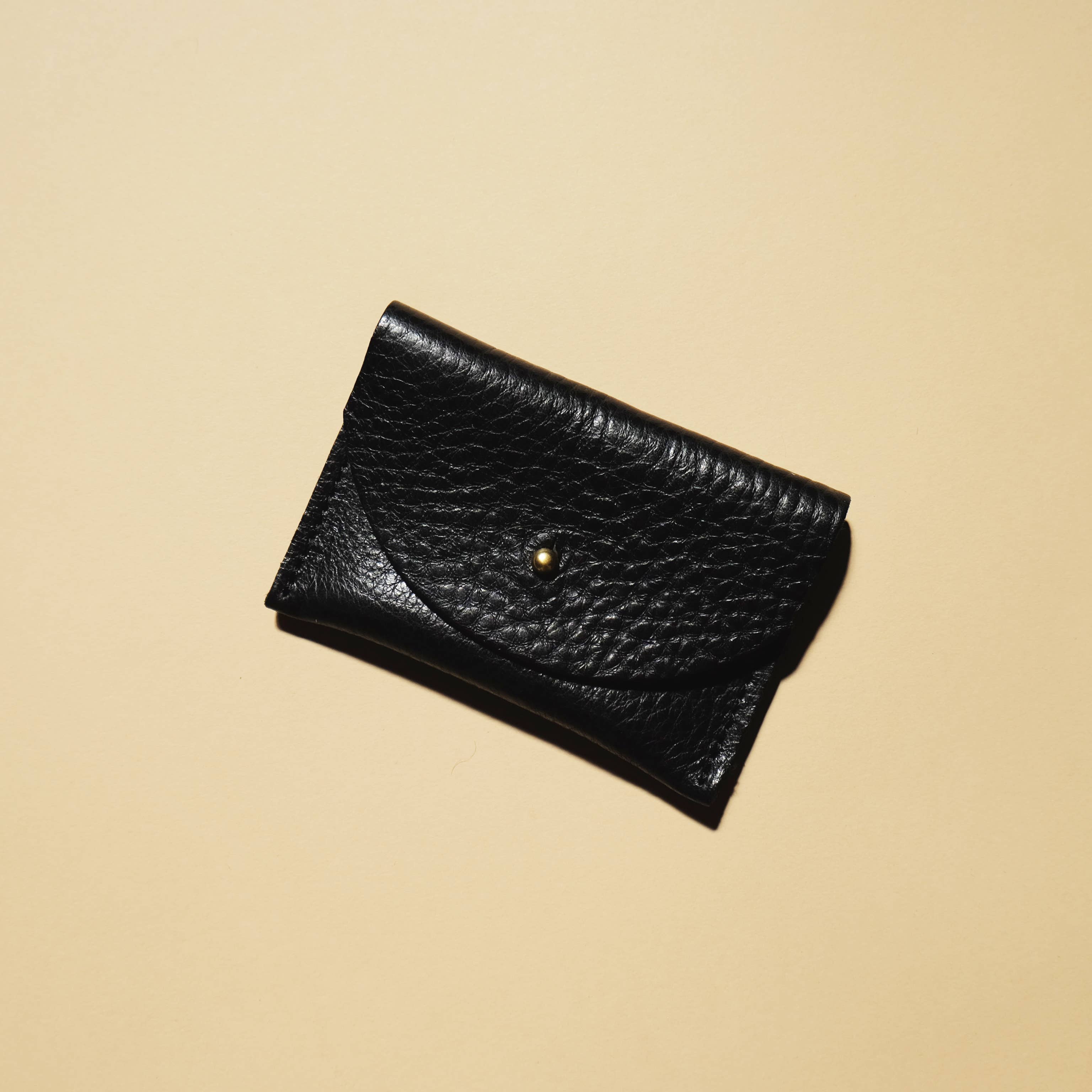 Cardholder - Black Leather with the flap closed