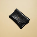 Cardholder - Black Leather with the flap closed