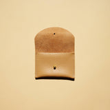 Cardholder - Tan Leather with the flap open
