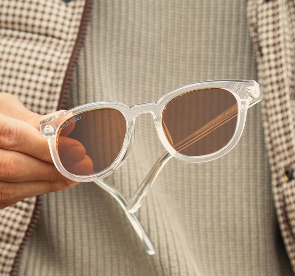 Clear Sunglasses held in a hand