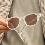Clear Sunglasses held in a hand
