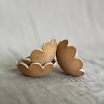 Cream Flower Ring Dish, Handmade — two dishes showing petal edges