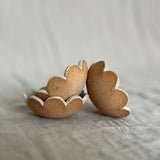 Cream Flower Ring Dish, Handmade — two dishes showing petal edges